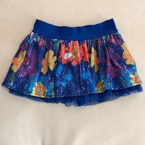 Justice blue sequin floral print skort